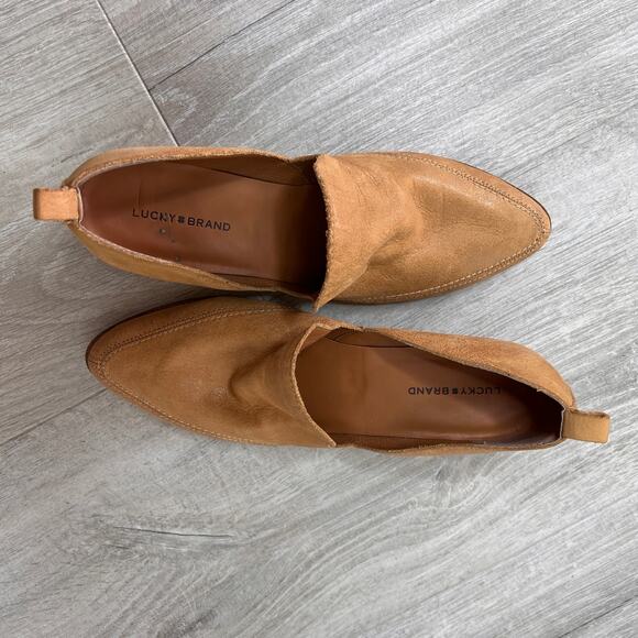 Lucky Brand Shoes Womens Size 10M Tan Mahzan Slip On Leather Suede Loafers - Picture 16 of 16